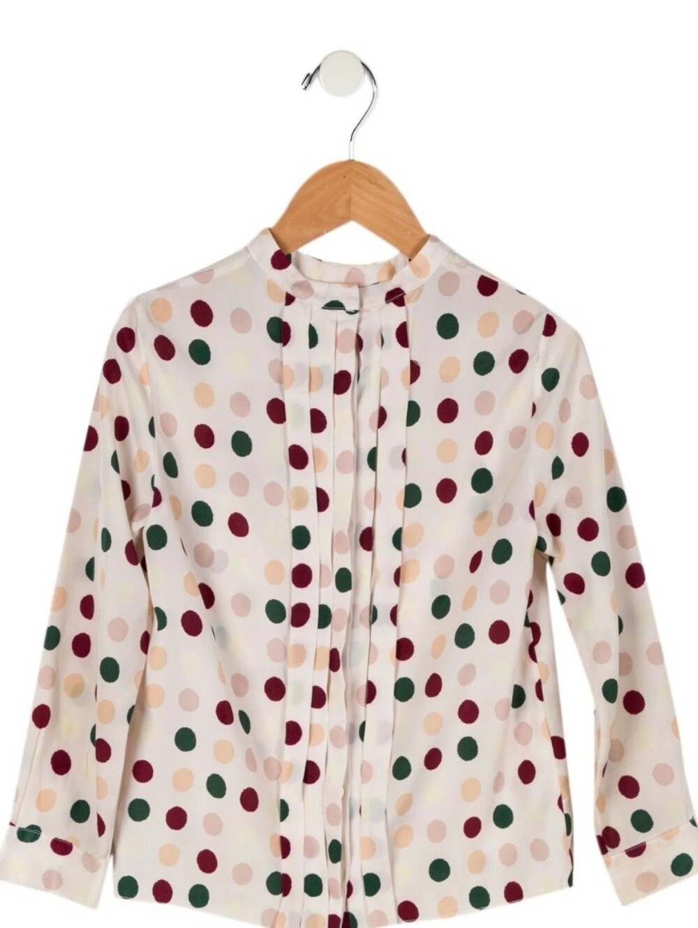 Sz 4-5 Years - Marni Polka Dot Long Sleeve Blouse - Cream, Burgundy, Green